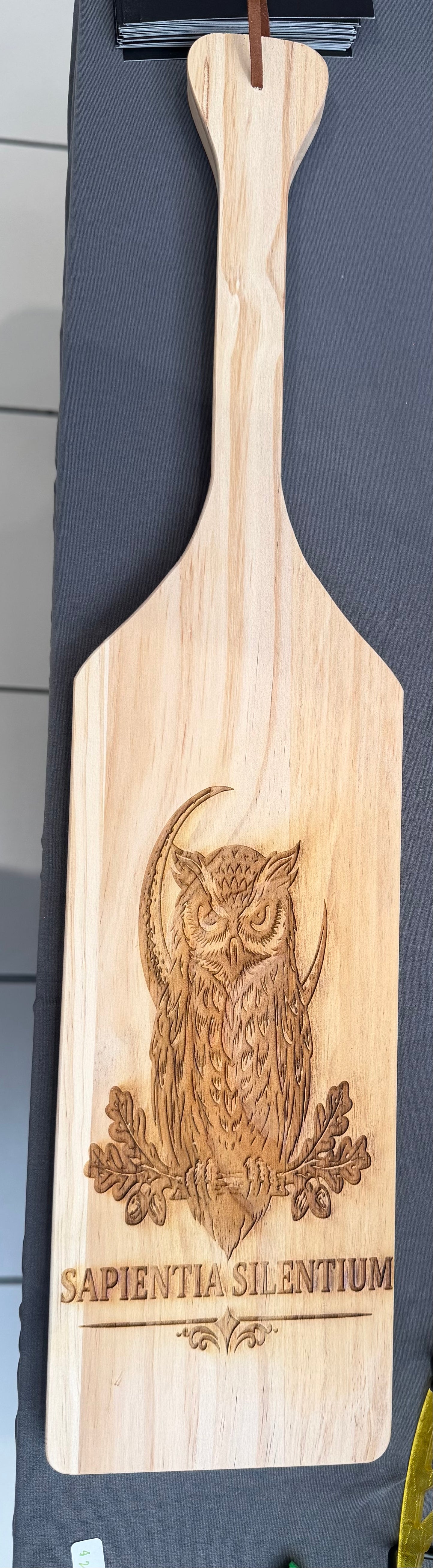 “Silent Wisdom” Owl wood Paddle