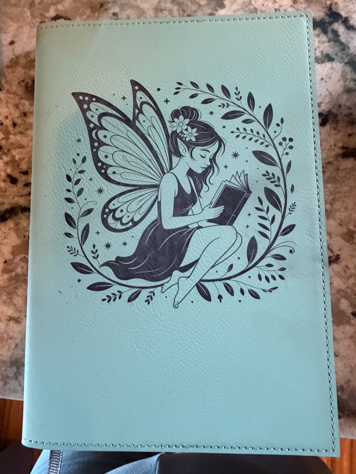 Refillable leatherette engraved notebook