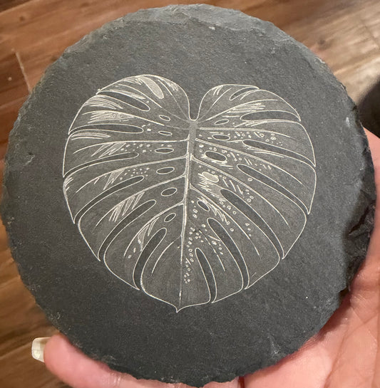 Monstera slate coaster