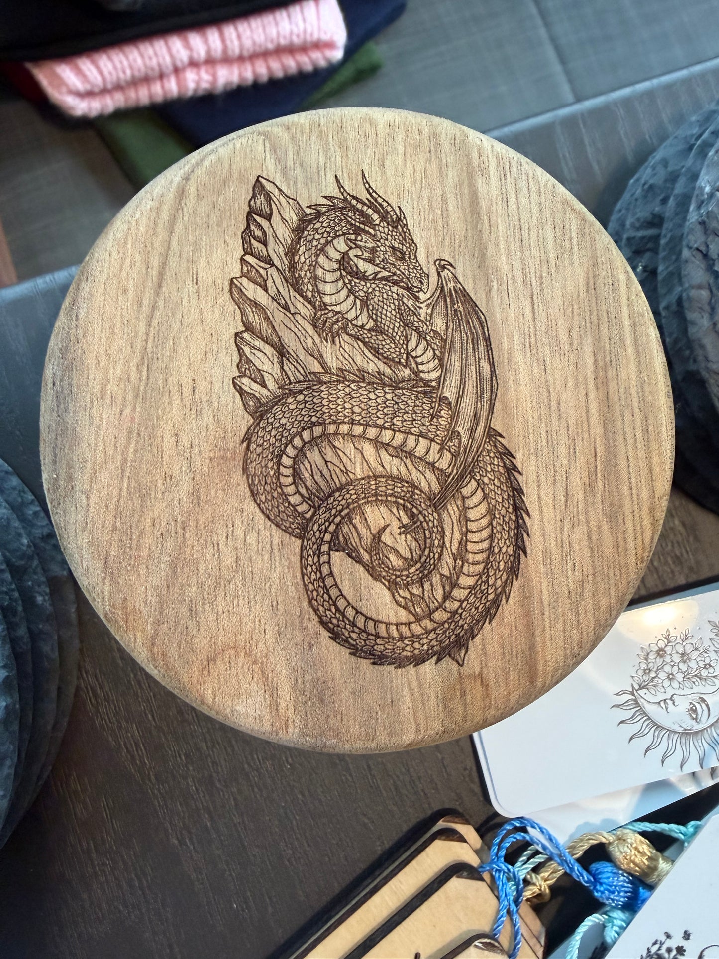 Dragon wood coaster-set of 4