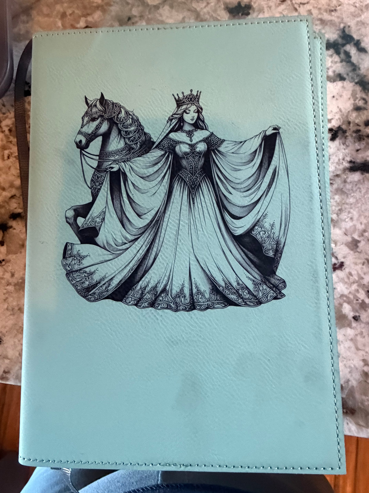 Refillable leatherette engraved notebook